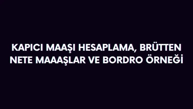 Apartman görevlisi maaş hesaplama