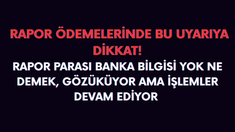Rapor ödemesi banka bilgisi yok