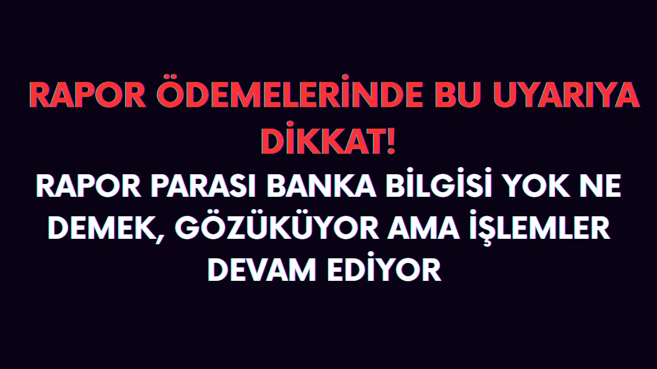 Rapor ödemesi banka bilgisi yok